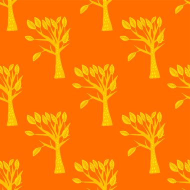 Çizgi film ormanı ile yaratıcı kusursuz desen. Tropikal yapraklı parlak yaz baskısı. Tropikal desen. Orman egzotik yaz baskısı.