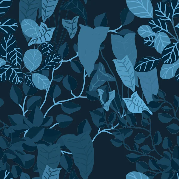 Креативний Безшовний Візерунок Мультяшним Лісом Яскравий Літній Принт Тропічним Листям — стоковий вектор