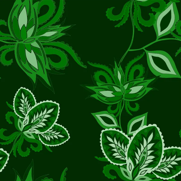 Orientaliska Motiv Sömlöst Mönster Med Vackra Etniska Blommor Och Paisley — Stock vektor