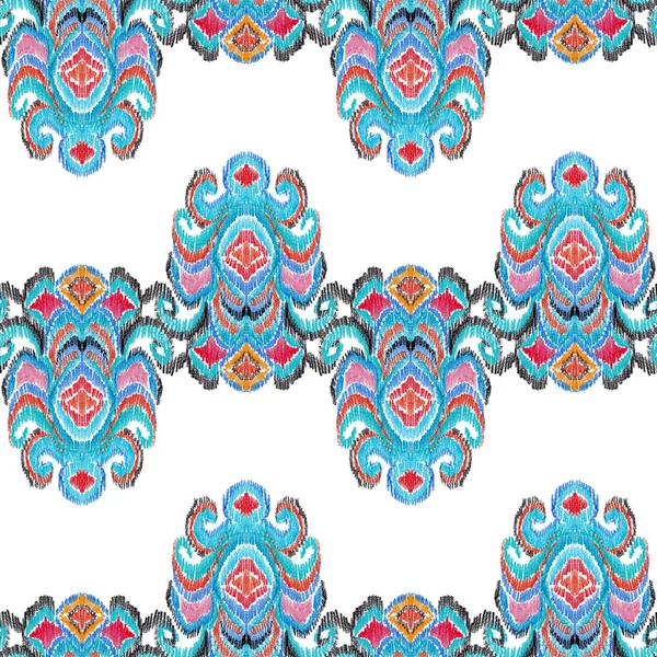 Colorful Ikat Pattern Vintage Style Elegant Ethnic Background Hand Drawn — Stock Photo, Image