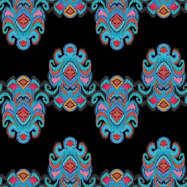 色彩艳丽的老式风格的领带图案 优雅的族裔背景 手绘东方艺术 无缝几何复古质感 — 图库照片