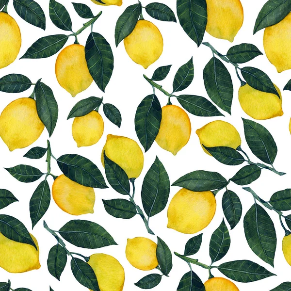 Limonlu suluboya desen. Her amaçla meyveli yaratıcı yaz baskısı.