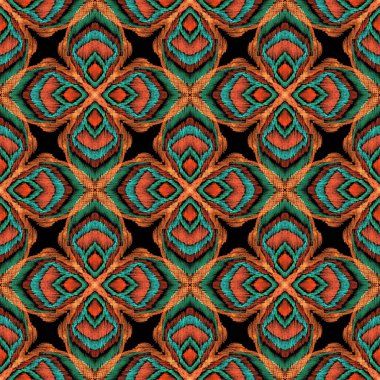 Renkli örgü desenli, klasik tarzda. Zarif bir etnik köken. El çizimi doğu sanatı. Kusursuz geometrik bağ dokusu.