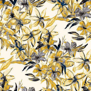 Çiçeklerle suluboya kusursuz desen. Çiçek tasarımı. Romantik bir düğün geçmişi. Parlak, kusursuz bir yaz dönemi. Botanik duvar kağıdı. Her türlü tasarım için kullanılabilir.