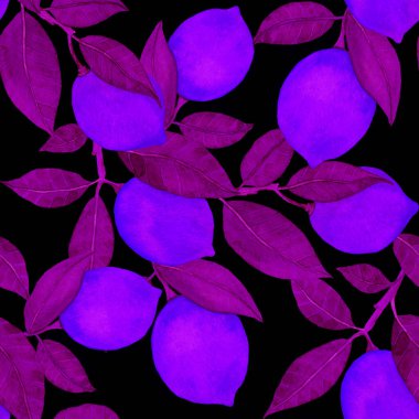 Limonlu suluboya desen. Her amaçla meyveli yaratıcı yaz baskısı.