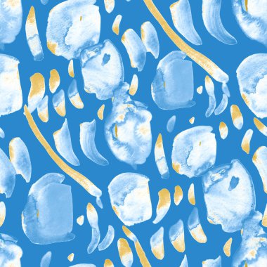 Suluboya, soyut, kusursuz desen. Parlak el yapımı elementlerle yaratıcı doku. Soyut renkli yazdırma.