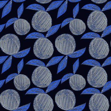 Limonlar, limonlar ve portakallar gibi soyut narenciye meyveleri olan yaratıcı, pürüzsüz desenler. Renkli meyveli arkaplan.