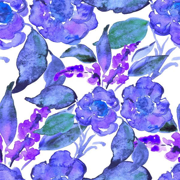 Akvarel Hladký Vzor Květinami Květinový Design Romantické Svatební Pozadí Jasné — Stock fotografie