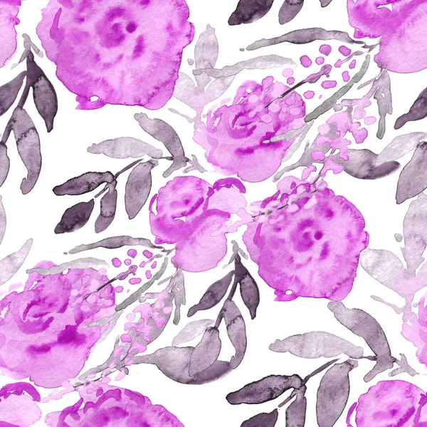 Aquarell Nahtloses Muster Mit Blumen Floral Design Romantische Hochzeit Background — Stockfoto