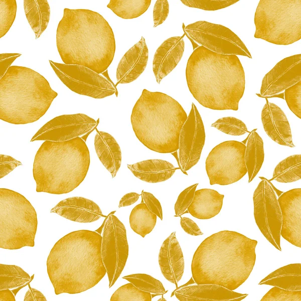 Aquarell Nahtloses Muster Mit Zitronen Kreativer Sommer Print Mit Früchten — Stockfoto