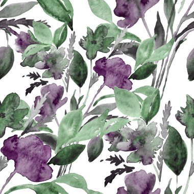 Çiçeklerle suluboya kusursuz desen. Çiçek tasarımı. Romantik bir düğün geçmişi. Parlak, kusursuz bir yaz dönemi. Botanik duvar kağıdı. Her türlü tasarım için kullanılabilir.