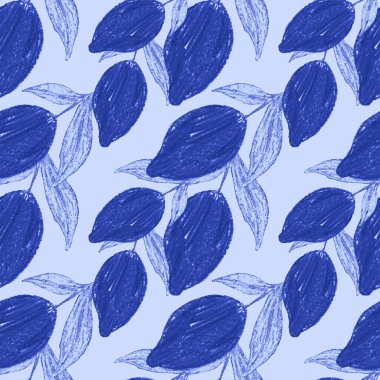 Limonlar, limonlar ve portakallar gibi soyut narenciye meyveleri olan yaratıcı, pürüzsüz desenler. Renkli meyveli arkaplan.