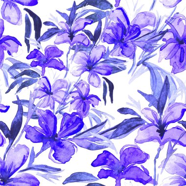 Çiçeklerle suluboya kusursuz desen. Çiçek tasarımı. Romantik bir düğün geçmişi. Parlak, kusursuz bir yaz dönemi. Botanik duvar kağıdı. Her türlü tasarım için kullanılabilir.