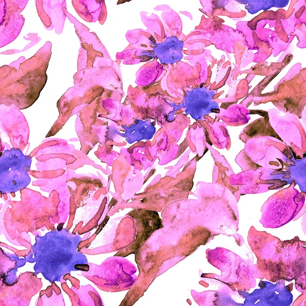 Wzór Bezszwowy Akwarela Kwiatami Kwiatowe Wzornictwo Romantyczne Tło Ślubne Jasne — Zdjęcie stockowe