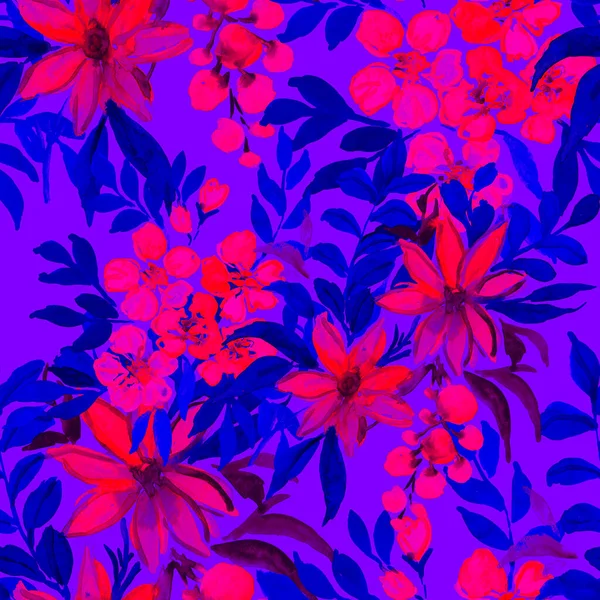 Aquarell Nahtloses Muster Mit Blumen Floral Design Romantische Hochzeit Background — Stockfoto