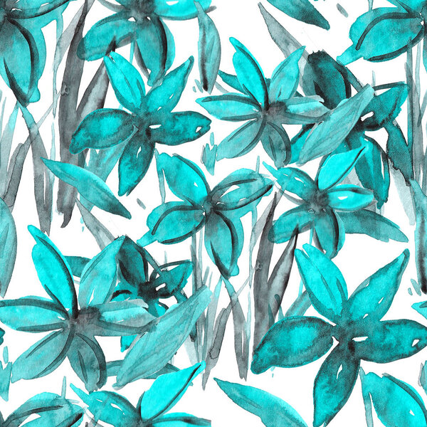 Watercolor seamless pattern with flowers. Floral design.Romantic wedding background.Bright summer seamless pattern. Botanical wallpaper. Can be used for any kind of design