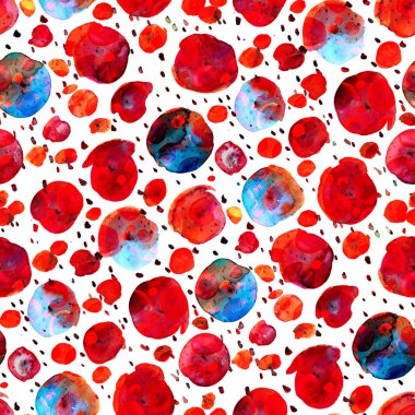 Suluboya, soyut, kusursuz desen. Parlak el yapımı elementlerle yaratıcı doku. Soyut renkli yazdırma.