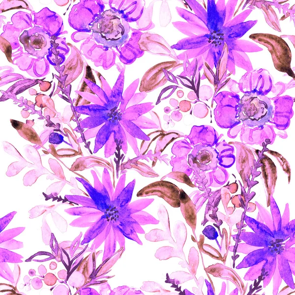 Akvarel Hladký Vzor Květinami Květinový Design Romantické Svatební Pozadí Jasné — Stock fotografie