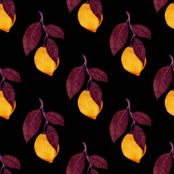 Patrón Sin Costuras Acuarela Con Limones Impresión Creativa Verano Con — Foto de Stock