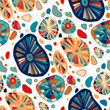 Soyut modern karalamalarla kusursuz vektör deseni. Parlak yaz baskısı. Renkli bir geçmişi var. Klasik geometrik karalamalar.