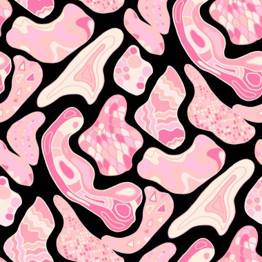 Soyut modern karalamalarla kusursuz vektör deseni. Parlak yaz baskısı. Renkli bir geçmişi var. Klasik geometrik karalamalar.