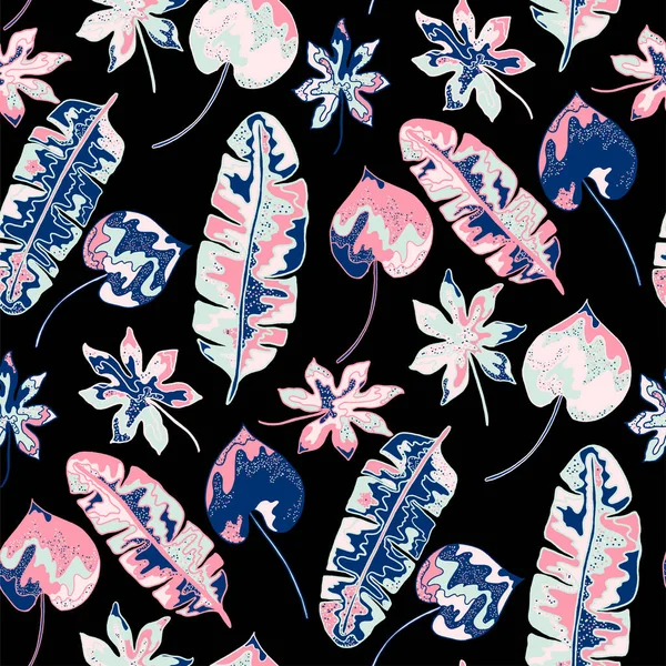 Motif Créatif Sans Couture Avec Des Feuilles Tropicales Abstraites Style — Image vectorielle