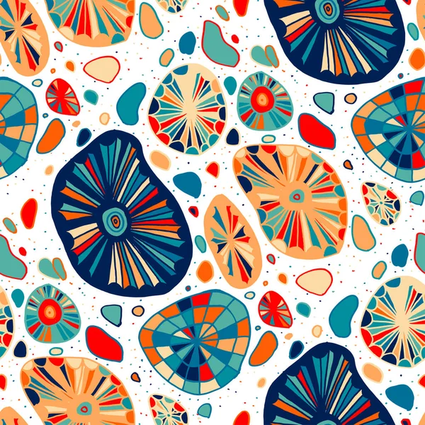 Soyut modern karalamalarla kusursuz vektör deseni. Parlak yaz baskısı. Renkli bir geçmişi var. Klasik geometrik karalamalar.