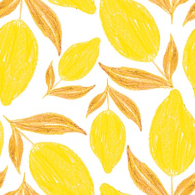 Limonlar, limonlar ve portakallar gibi soyut narenciye meyveleri olan yaratıcı, pürüzsüz desenler. Renkli meyveli arkaplan.