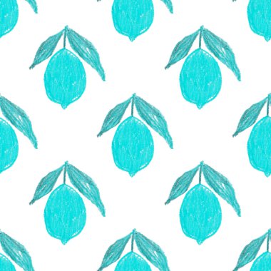 Limonlar, limonlar ve portakallar gibi soyut narenciye meyveleri olan yaratıcı, pürüzsüz desenler. Renkli meyveli arkaplan.