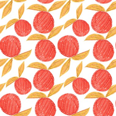 Limonlar, limonlar ve portakallar gibi soyut narenciye meyveleri olan yaratıcı, pürüzsüz desenler. Renkli meyveli arkaplan.