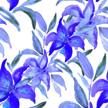 Çiçeklerle suluboya kusursuz desen. Çiçek tasarımı. Romantik bir düğün geçmişi. Parlak, kusursuz bir yaz dönemi. Botanik duvar kağıdı. Her türlü tasarım için kullanılabilir.