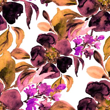 Çiçeklerle suluboya kusursuz desen. Çiçek tasarımı. Romantik bir düğün geçmişi. Parlak, kusursuz bir yaz dönemi. Botanik duvar kağıdı. Her türlü tasarım için kullanılabilir.