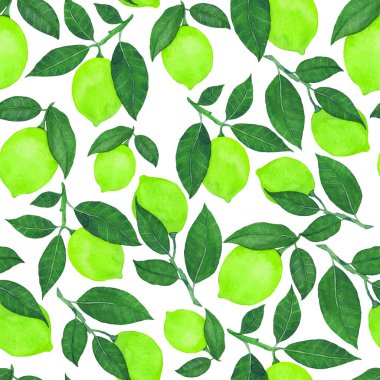 Limonlu suluboya desen. Her amaçla meyveli yaratıcı yaz baskısı.