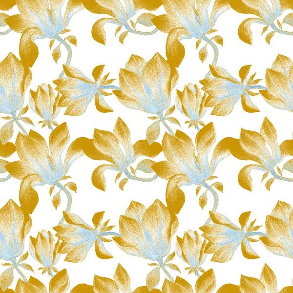 Aquarel Naadloos Patroon Met Magnolia Bloemen Mooie Bloemenprint Voor Alle — Stockfoto
