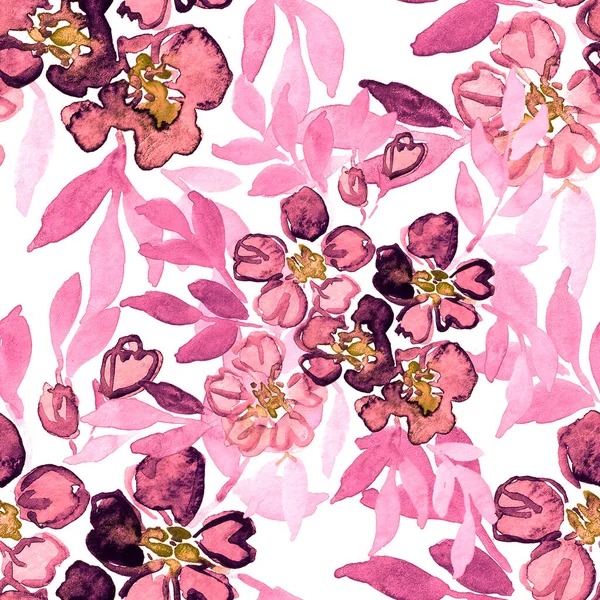 Aquarel Naadloos Patroon Met Bloemen Bloemen Design Romantische Bruiloft Achtergrond — Stockfoto