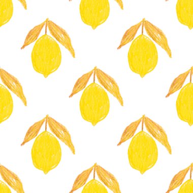 Limonlar, limonlar ve portakallar gibi soyut narenciye meyveleri olan yaratıcı, pürüzsüz desenler. Renkli meyveli arkaplan.
