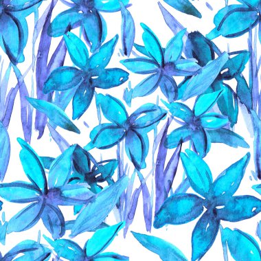 Çiçeklerle suluboya kusursuz desen. Çiçek tasarımı. Romantik bir düğün geçmişi. Parlak, kusursuz bir yaz dönemi. Botanik duvar kağıdı. Her türlü tasarım için kullanılabilir.