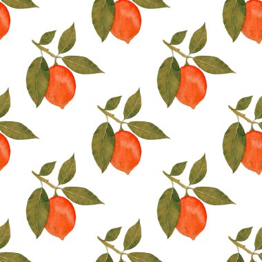 Limonlu suluboya desen. Her amaçla meyveli yaratıcı yaz baskısı.