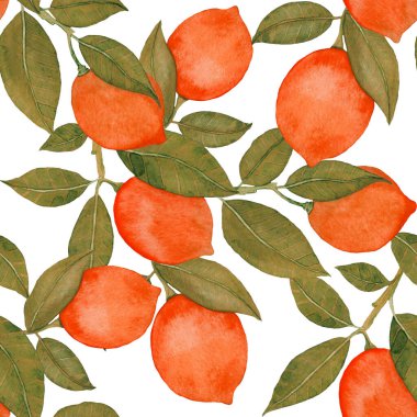 Limonlu suluboya desen. Her amaçla meyveli yaratıcı yaz baskısı.