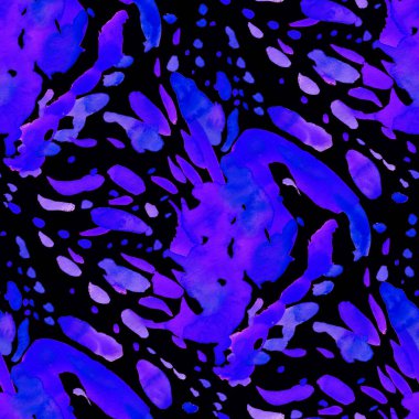 Suluboya, soyut, kusursuz desen. Parlak el yapımı elementlerle yaratıcı doku. Soyut renkli yazdırma.