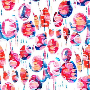 Suluboya, soyut, kusursuz desen. Parlak el yapımı elementlerle yaratıcı doku. Soyut renkli yazdırma.