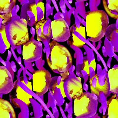 Suluboya, soyut, kusursuz desen. Parlak el yapımı elementlerle yaratıcı doku. Soyut renkli yazdırma.