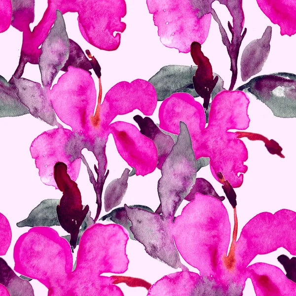 Wzór Bezszwowy Akwarela Kwiatami Kwiatowe Wzornictwo Romantyczne Tło Ślubne Jasne — Zdjęcie stockowe