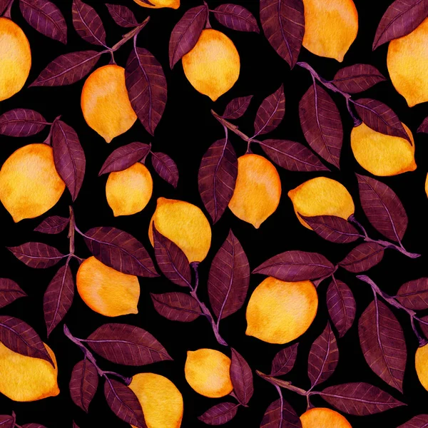 Υδατογραφία Χωρίς Ραφή Μοτίβο Λεμόνια Δημιουργική Καλοκαιρινή Εκτύπωση Φρούτα Για — Φωτογραφία Αρχείου