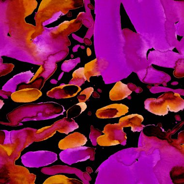 Suluboya, soyut, kusursuz desen. Parlak el yapımı elementlerle yaratıcı doku. Soyut renkli yazdırma.