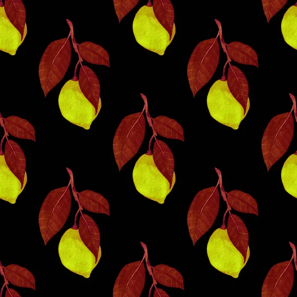 Patrón Sin Costuras Acuarela Con Limones Impresión Creativa Verano Con — Foto de Stock
