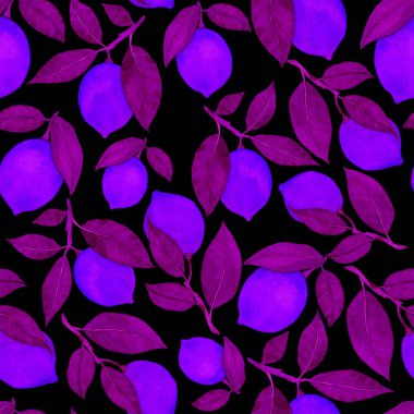 Limonlu suluboya desen. Her amaçla meyveli yaratıcı yaz baskısı.