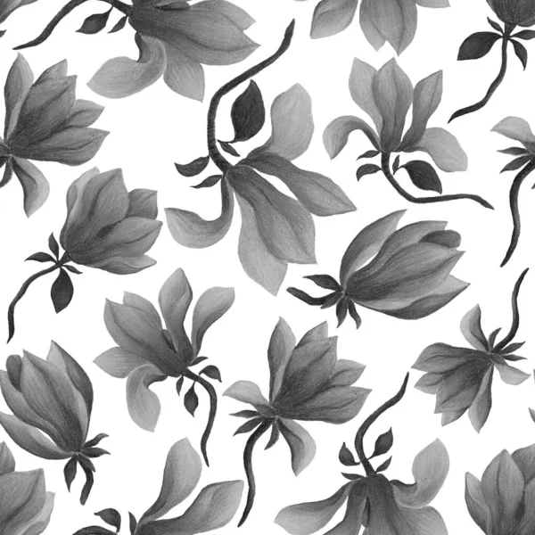 Aquarelle Motif Sans Couture Avec Des Fleurs Magnolia Belle Impression — Photo