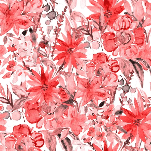 Patrón Sin Costura Acuarela Con Flores Diseño Floral Fondo Romántico —  Fotos de Stock