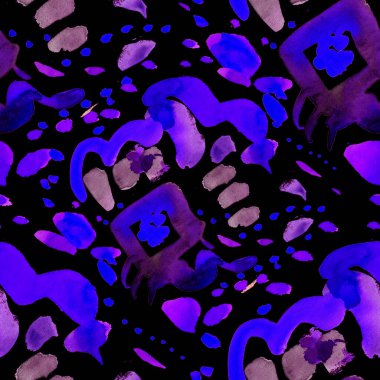 Suluboya, soyut, kusursuz desen. Parlak el yapımı elementlerle yaratıcı doku. Soyut renkli yazdırma.